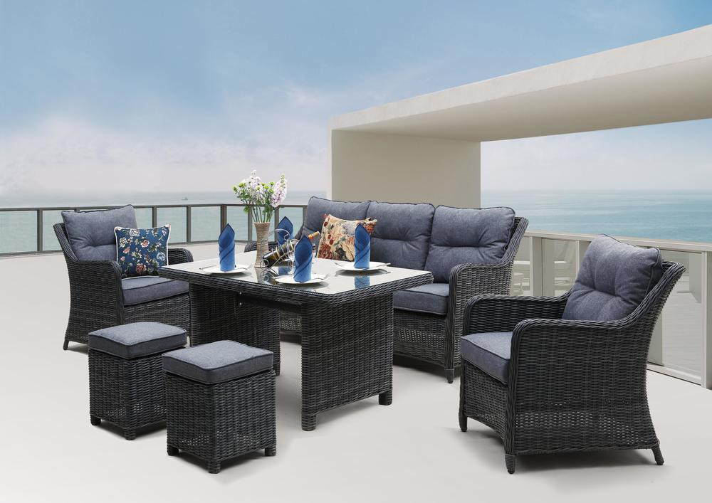 Rojaplast San diego exkluzív alumínium-polyrattan kerti bútor garnitúra - antracit/szürke (RP)