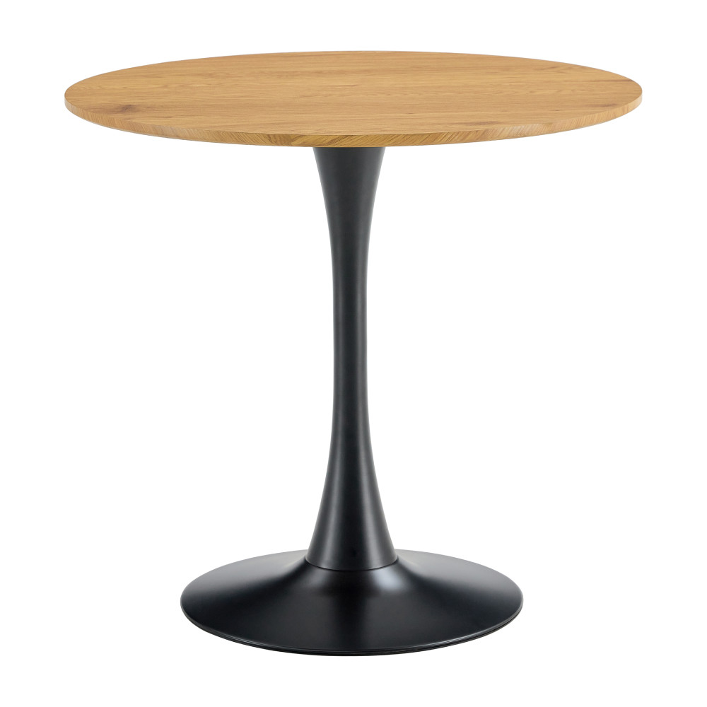 Étkezőasztal, kerek, tölgy/fekete, átmérő 80 cm, REVENTON NEW (RP)
