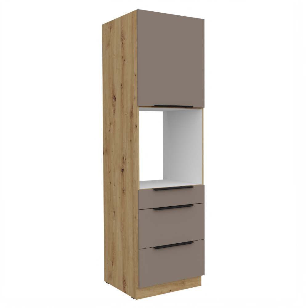 Magas szekrény beépíthető sütőhöz, sandgrau/artisan tölgy, FRISBO 60 DPS-210 3S1F (RP)
