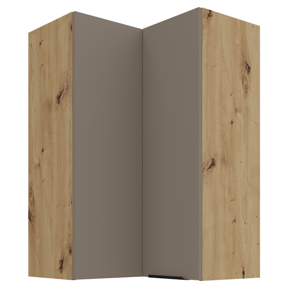 Felső sarokszekrény, sandgrau/artisan tölgy, FRISBO 60x60 GN-90 2F (RP)