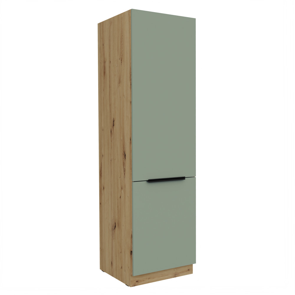 Szekrény beépíthető hűtőszekrényhez, aquamarine/artisan tölgy, ARSANY 60 LO-210 2F (RP)
