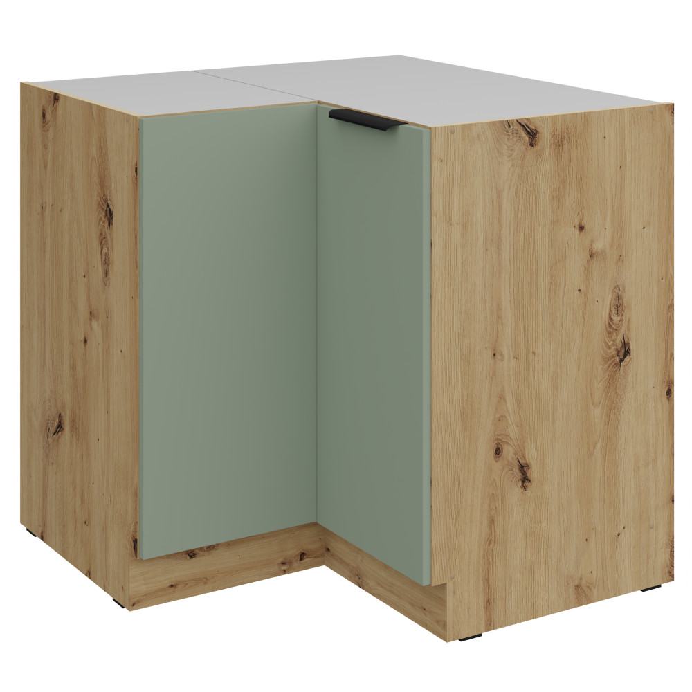 Alsó sarokszekrény, aquamarine/artisan tölgy, ARSANY 90x90 DN 2F BB (RP)