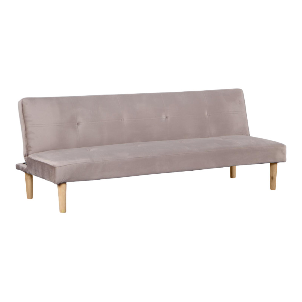 Kanapé széthúzhatós, barnásszürke Taupe Velvet szövet/tölgy, ALIDA (RP)