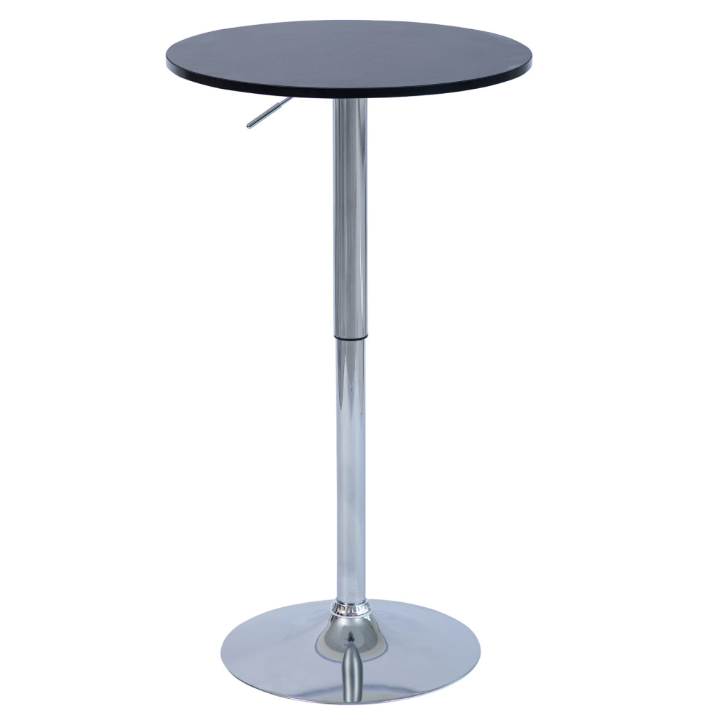 Bárasztal, magasság állítással, króm/ fekete, átmérő 60 cm, BRANY 3 NEW (RP)