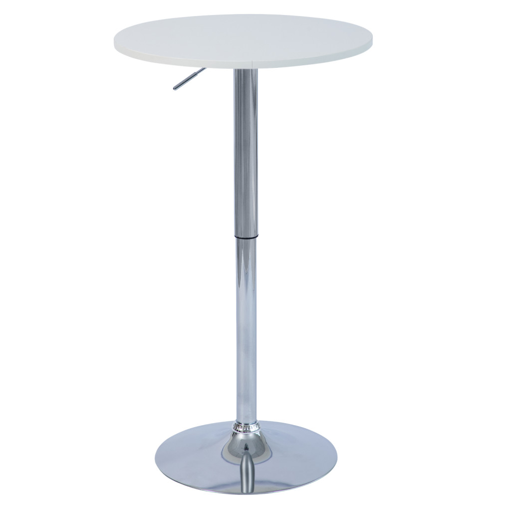 Bárasztal, magasság állítással, króm/fehér, átmérő 60 cm, BRANY 3 NEW (RP)