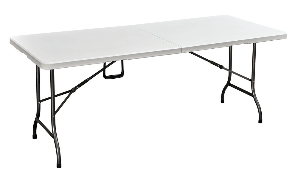 ROJAPLAST összecsukható, hordozható műanyag asztal, 244 cm - fehér (RP)