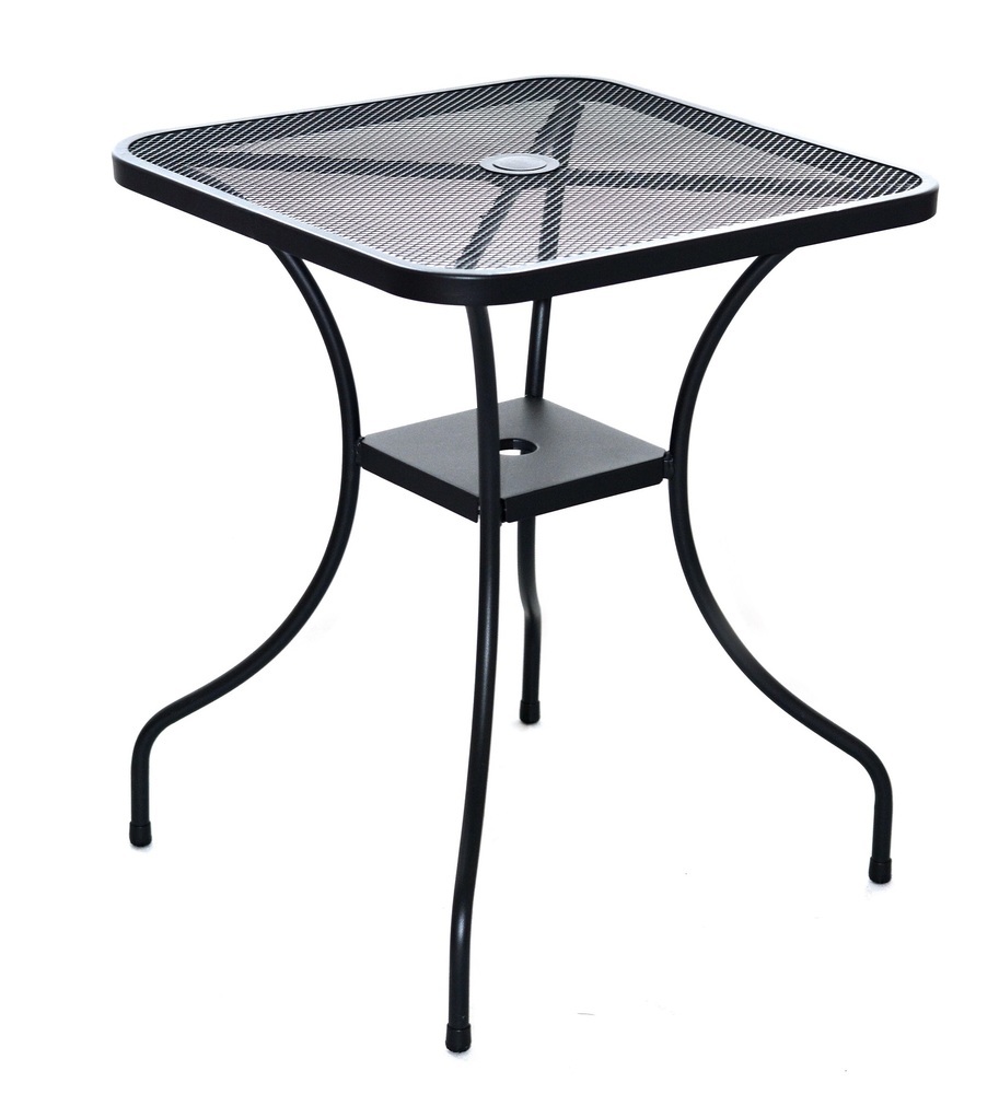 ROJAPLAST ZWMT-60 fém kerti asztal napernyőlyukkal, 60 x 60 x 72 cm - fekete () (RP)