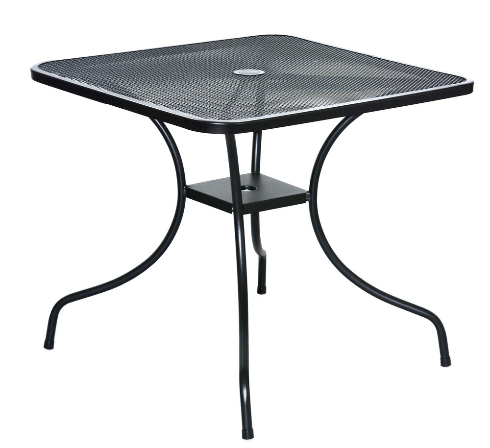 ROJAPLAST ZWMT-80 fém kerti asztal napernyőlyukkal, 80 x 80 x 72 cm - fekete () (RP)