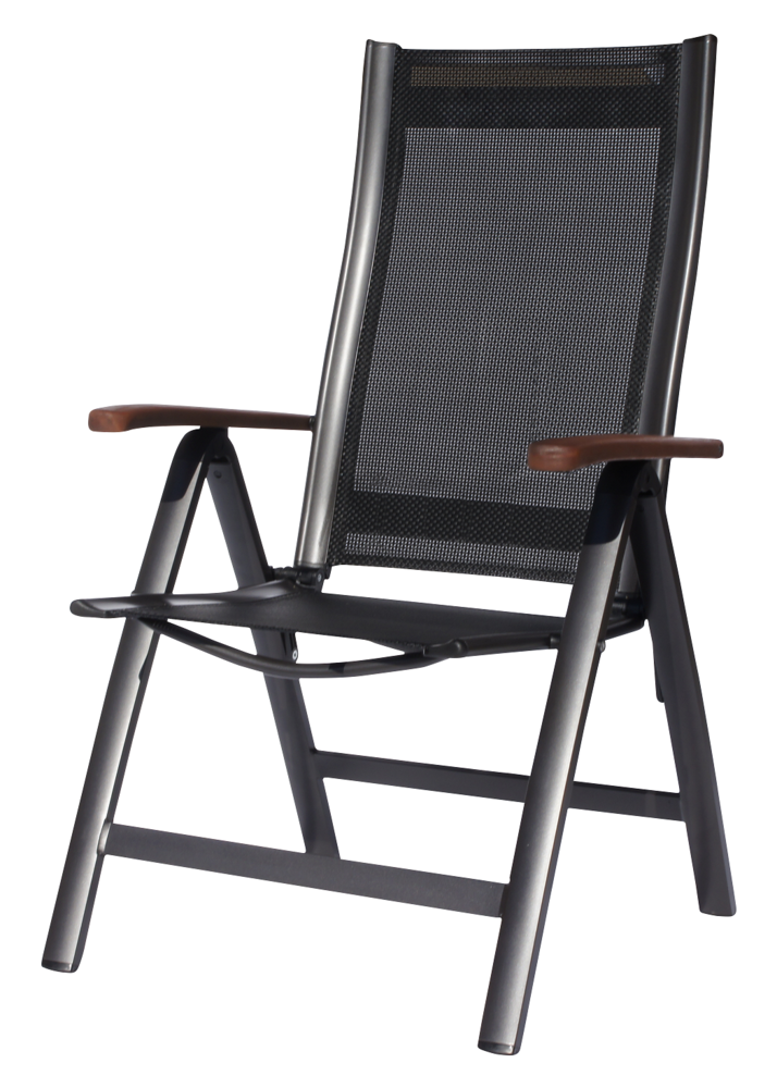 SUN GARDEN ASS COMFORT összecsukható, exkluzív fém kerti szék - antracit/fekete () (RP)
