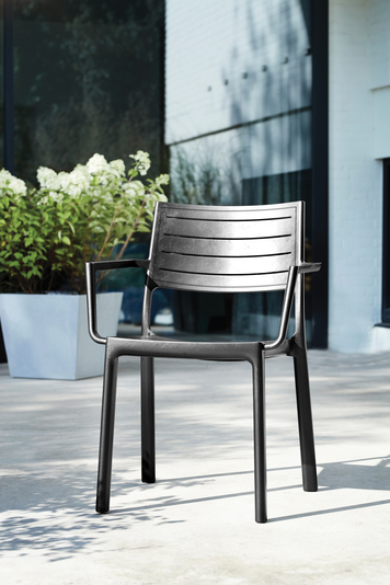 KETER METALINE műanyag kerti szék, fekete, fém színű (KERTI SZÉK) (RP)